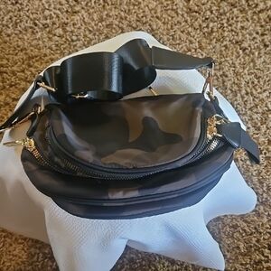 Camouflage Crossbody Bag with Gold Accents Adjustable Strap NWOT